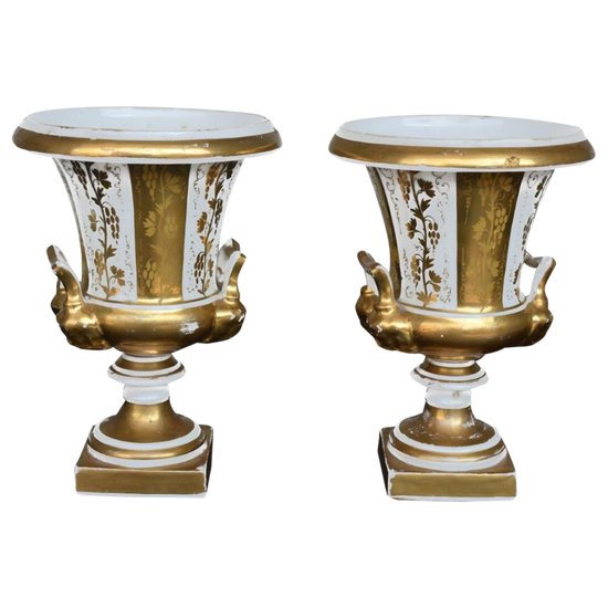 Pair Of Vase Porcelain Of Paris Louis Philippe period XIXth century