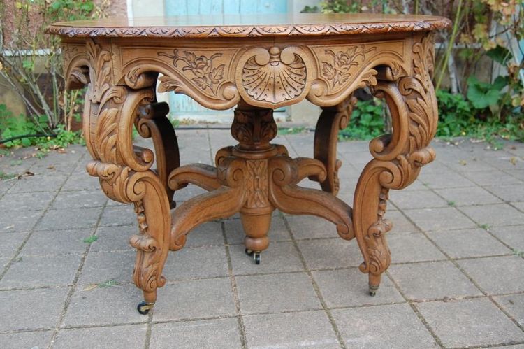 Napoleon III Oak Table with 3 Extensions, 12 Covers, Late 19th Century
