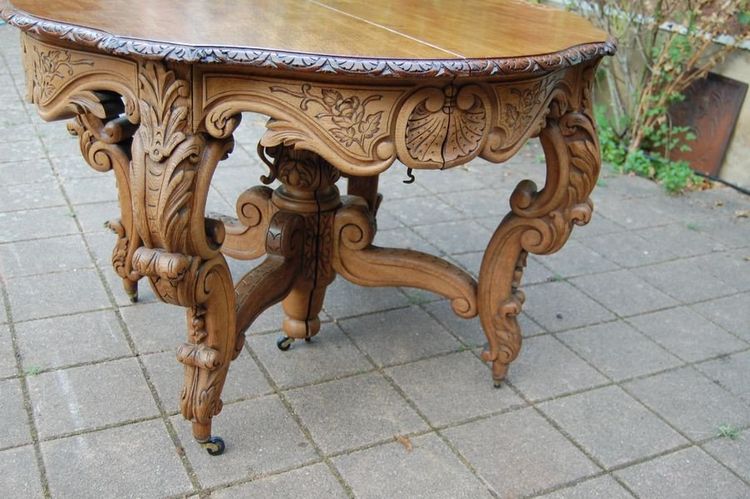 Napoleon III Oak Table with 3 Extensions, 12 Covers, Late 19th Century