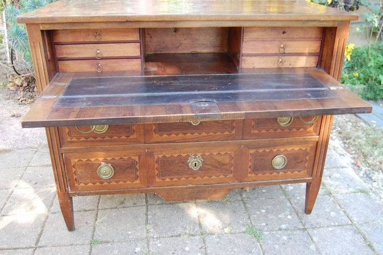 Commode Secrétaire époque Louis XVI Noyer 18e Siècle