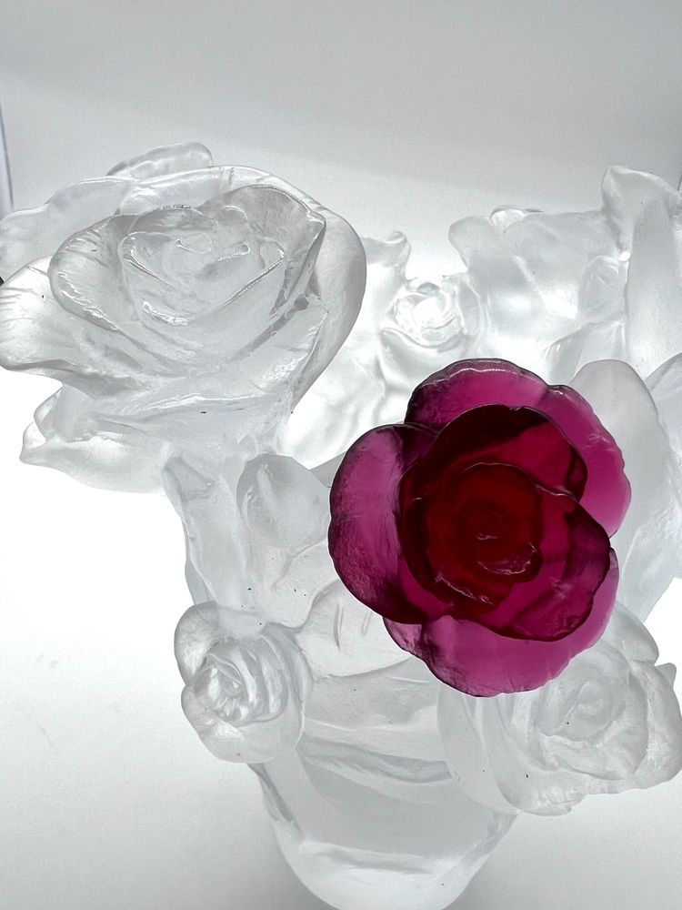 Daum passion red rose vase