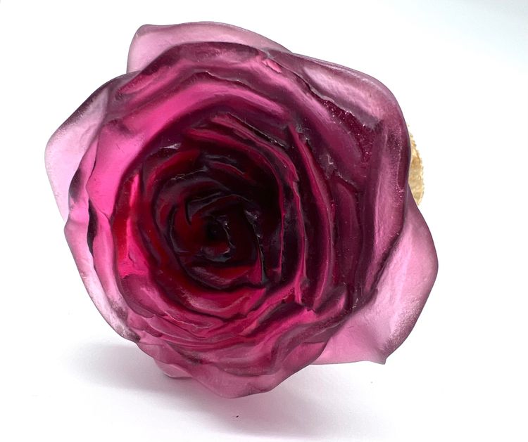 Ewige Rose Bordeauxrot DAUM Stiel Gold 24 Karat