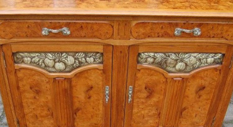 Jugendstil Buffet aus Eiche und Ulmenholz, 1900, Nancy Schule