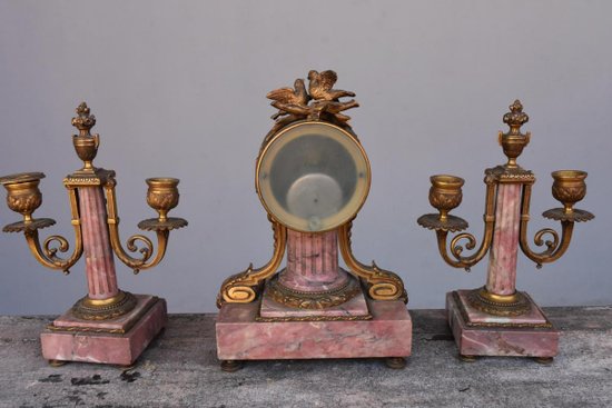 Louis XVI Style Bronze And Marble Trim Fleur De Pécher 19th century