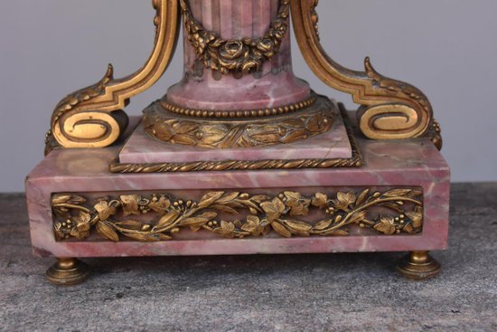 Louis XVI Style Bronze And Marble Trim Fleur De Pécher 19th century