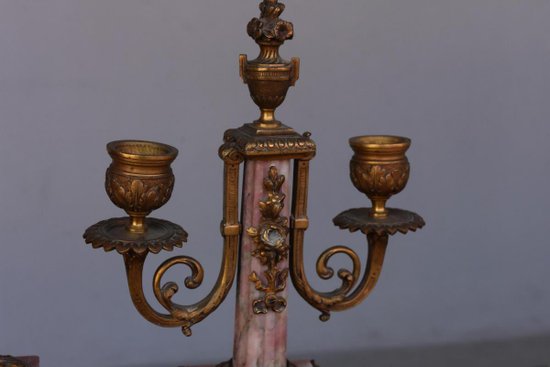Louis XVI Style Bronze And Marble Trim Fleur De Pécher 19th century