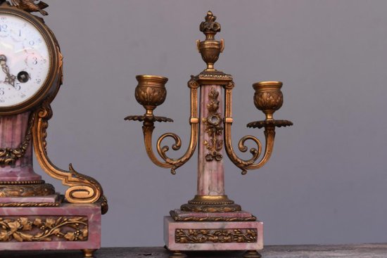 Louis XVI Style Bronze And Marble Trim Fleur De Pécher 19th century