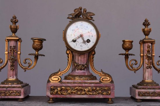 Louis XVI Style Bronze And Marble Trim Fleur De Pécher 19th century