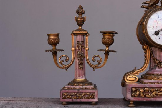 Louis XVI Style Bronze And Marble Trim Fleur De Pécher 19th century