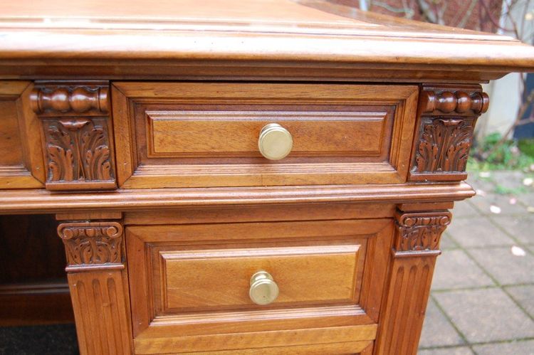 Napoleon III period drawer unit desk, walnut, late 19th century