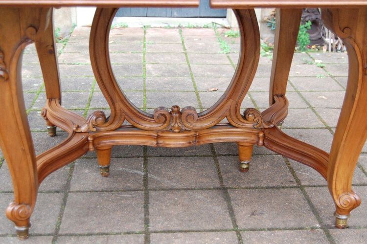 Napoleon III table, walnut, Louis XV style, late 19th century