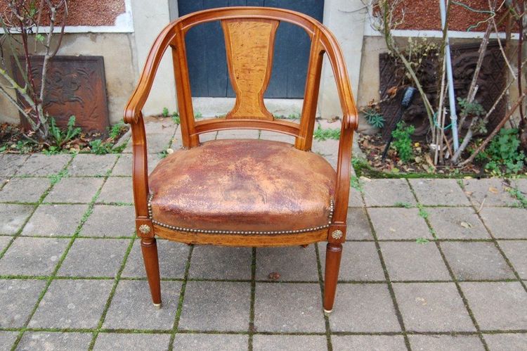 Fauteuil de bureau Napoléon III en acajou