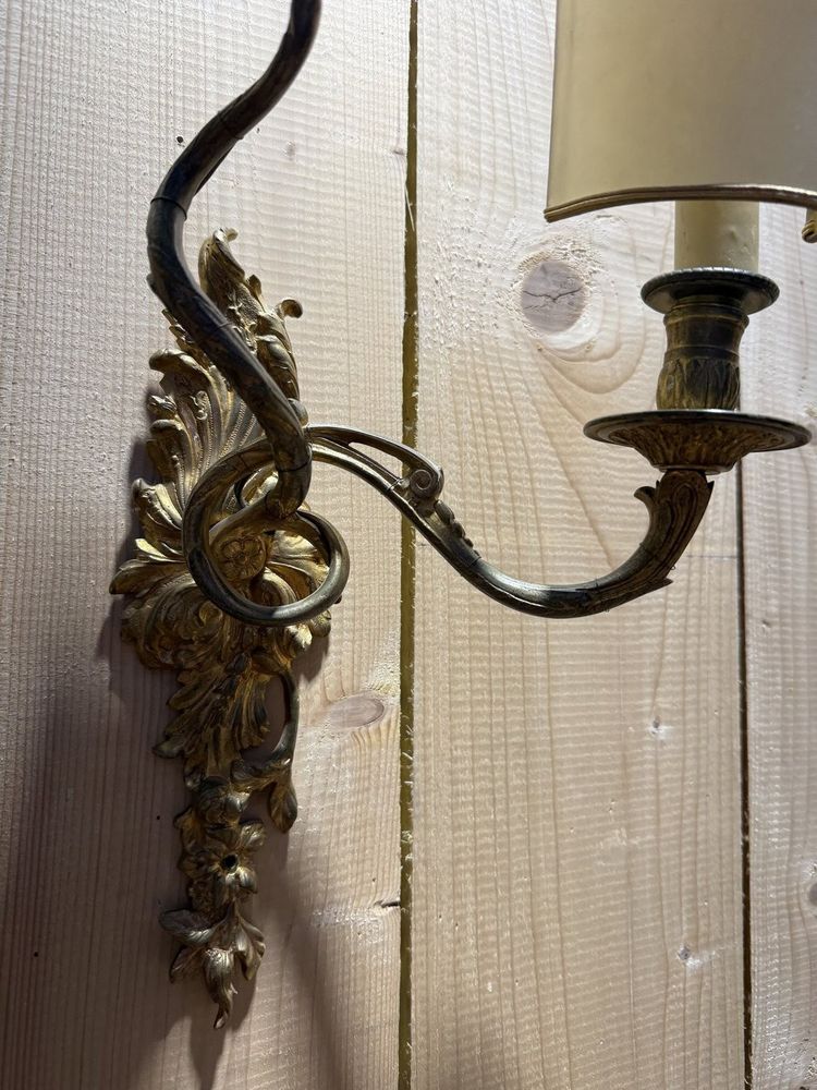 Pair of Louis XV style wall lights - Bronze rocaille