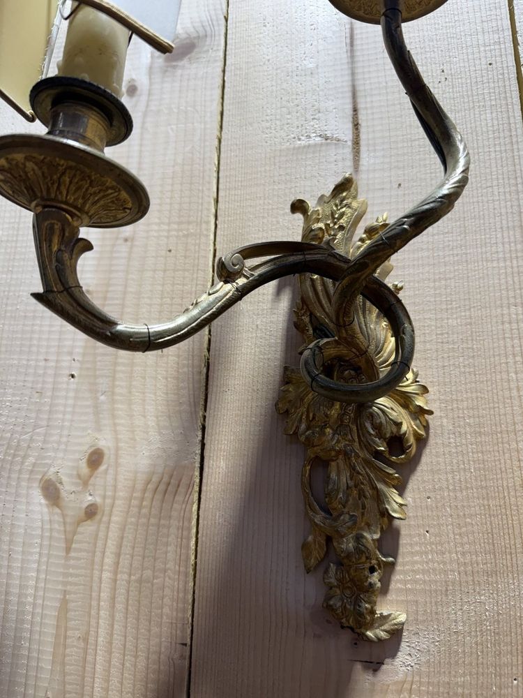 Pair of Louis XV style wall lights - Bronze rocaille