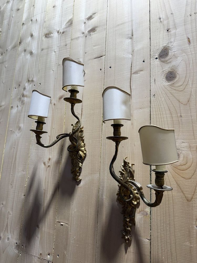 Pair of Louis XV style wall lights - Bronze rocaille