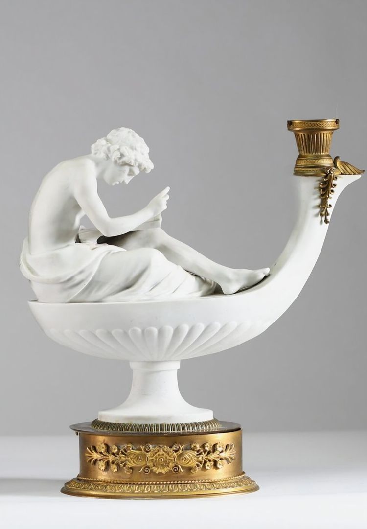 Paire de lampes à huile en porcelaine, Boizot et Thomire. 
