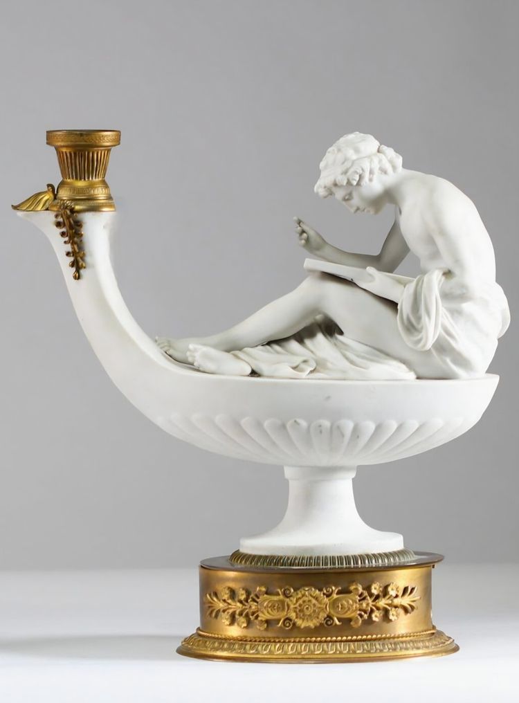 Paire de lampes à huile en porcelaine, Boizot et Thomire. 