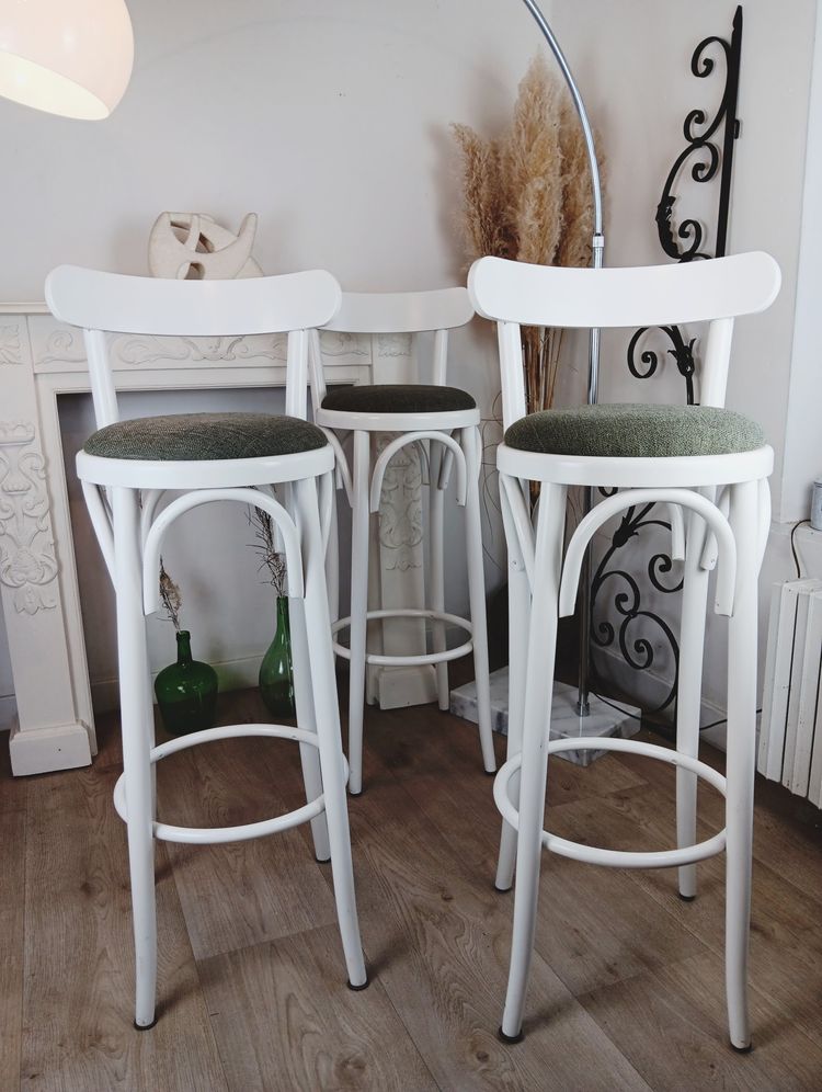 Tabourets haut blanc lot de 3