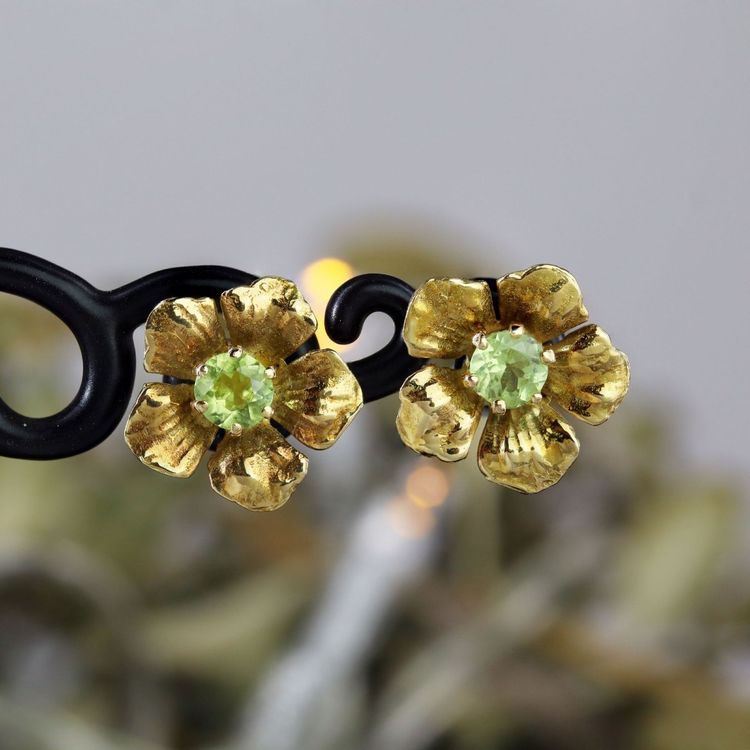 Ohrringe Flöhe Blumen Peridot
