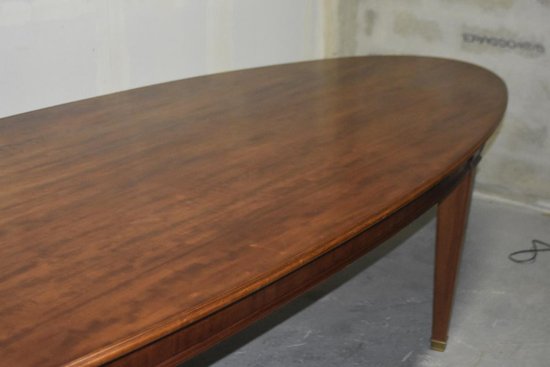             Imposante Table De Conférence 1940 Ovale Pieds Gaine Sabots Laiton            