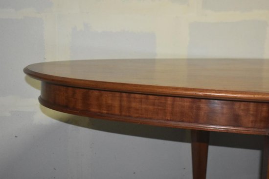             Imposante Table De Conférence 1940 Ovale Pieds Gaine Sabots Laiton            