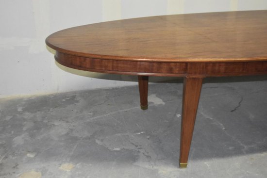             Imposante Table De Conférence 1940 Ovale Pieds Gaine Sabots Laiton            