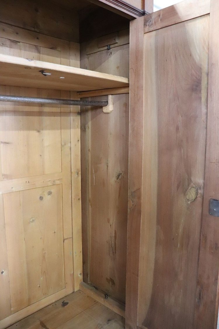 Large antique wardrobe in solid walnut, Italy Mid 19th century