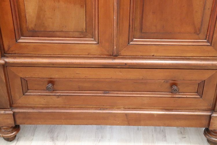 Large antique wardrobe in solid walnut, Italy Mid 19th century