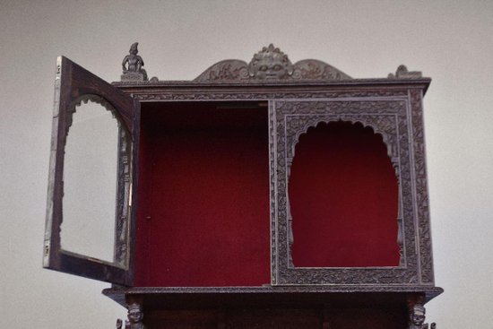             Two Bodies Indian Rosewood Sideboard Richly Carved End of XIXth century