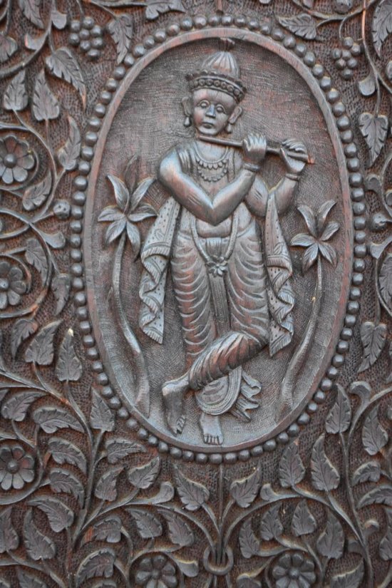             Two Bodies Indian Rosewood Sideboard Richly Carved End of XIXth century