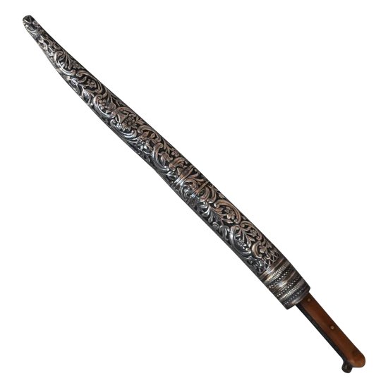             Couteaux Oriental Type Yatagan  Corne  Blonde Et Argent            