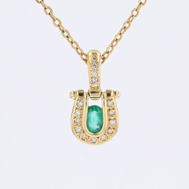 Pendentif émeraude diamants