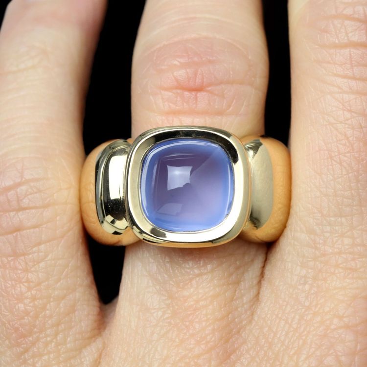 Bague calcédoine pain de sucre jonc