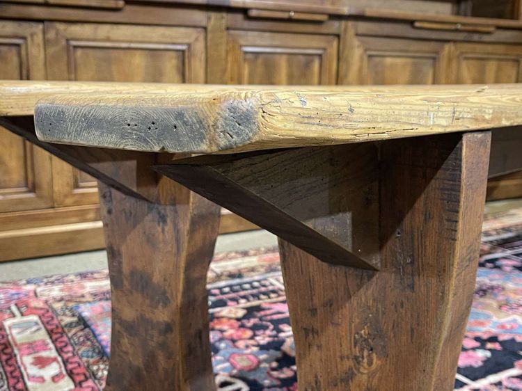 Paire de bancs de table de ferme en sapin début XXème
