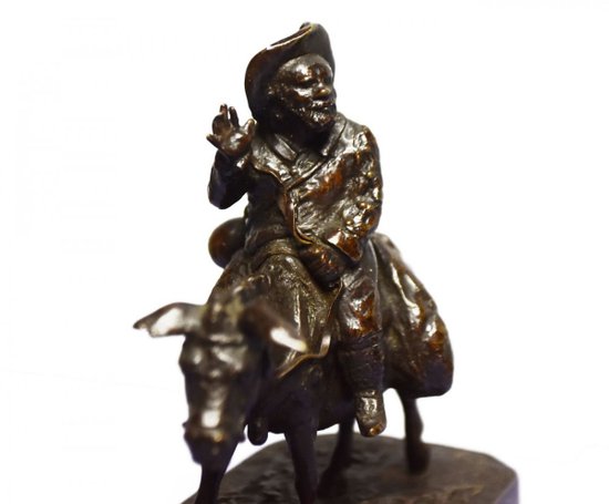             Don Quixote And Sancho In Bronze Pair By Fratin Late 19th Century