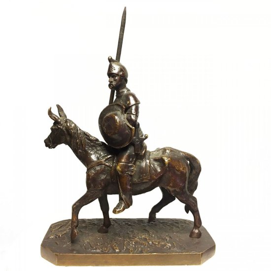             Don Quixote And Sancho In Bronze Pair By Fratin Late 19th Century