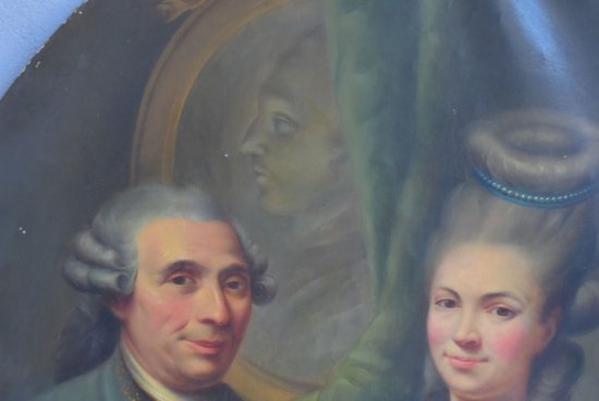             Medaillongemälde Familienportrait 19. Jahrhundert