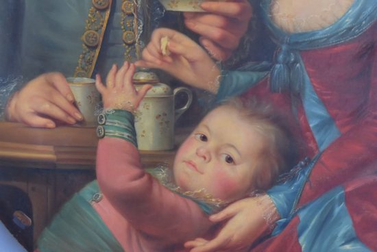             Medaillongemälde Familienportrait 19. Jahrhundert
