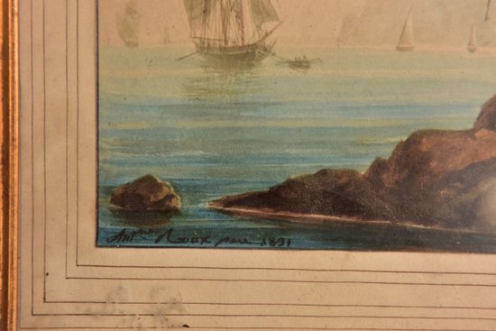             Antoire Roux Père  Marine Bord De Côte Datée 1831            