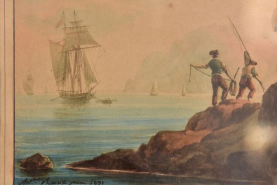             Antoire Roux Père  Marine Bord De Côte Datée 1831            