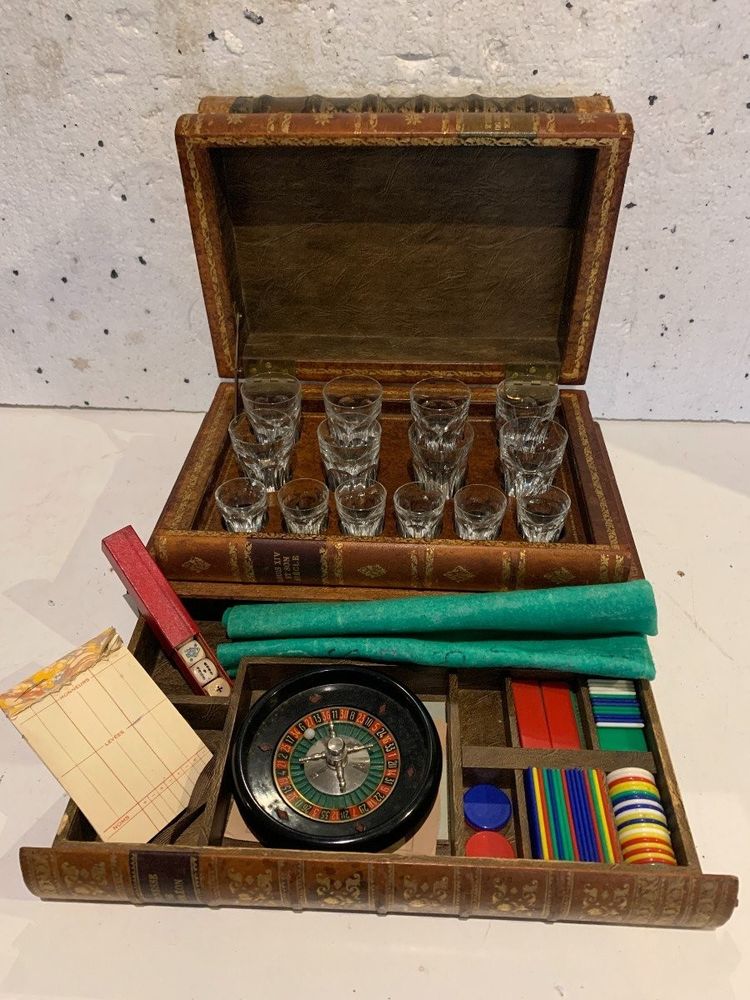 Liquor cellar and games box disguised as fake books, 20th century