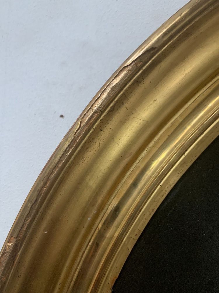 Olio su tela, coppia di ritratti in cornice ovale dorata, XIX secolo