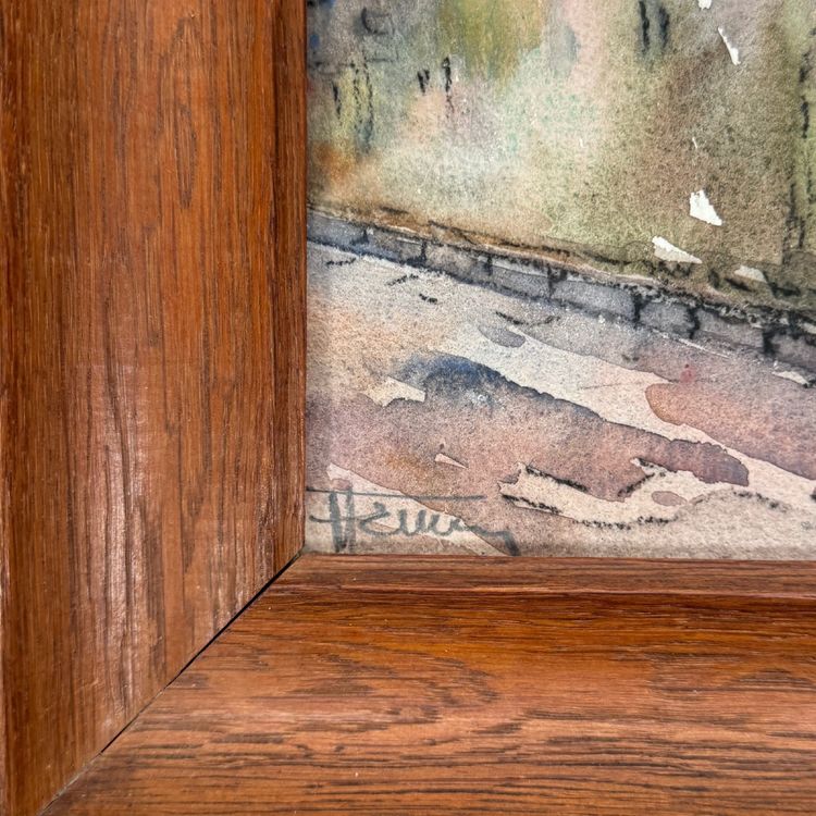 Watercolor on paper depicting the entrance to a house from the early 20th century
