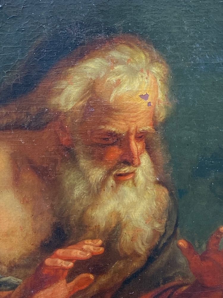 Huile sur toile portrait d'homme mythologie XVIIe
