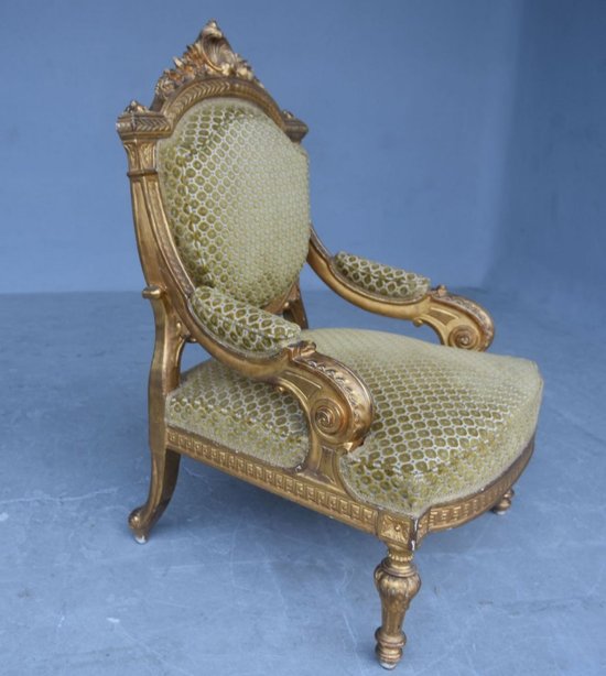 Salon En Bois Doré De Style Louis XVI d'époque Napoléon III Canapé Et 4 Fauteuils