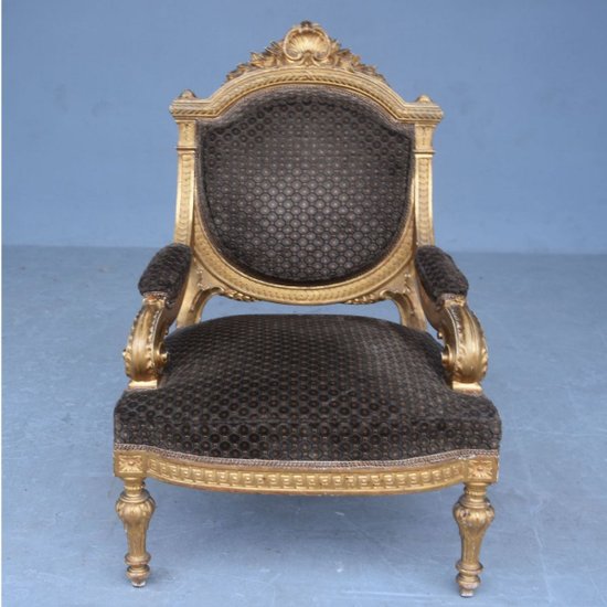 Salon En Bois Doré De Style Louis XVI d'époque Napoléon III Canapé Et 4 Fauteuils