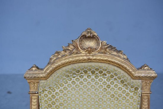 Salon En Bois Doré De Style Louis XVI d'époque Napoléon III Canapé Et 4 Fauteuils