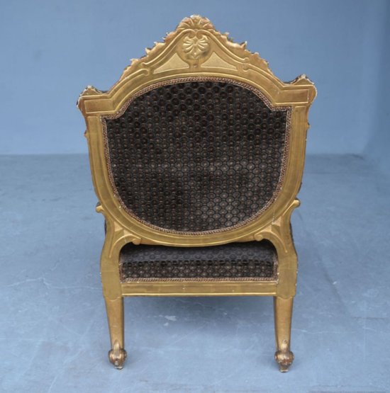 Salon En Bois Doré De Style Louis XVI d'époque Napoléon III Canapé Et 4 Fauteuils