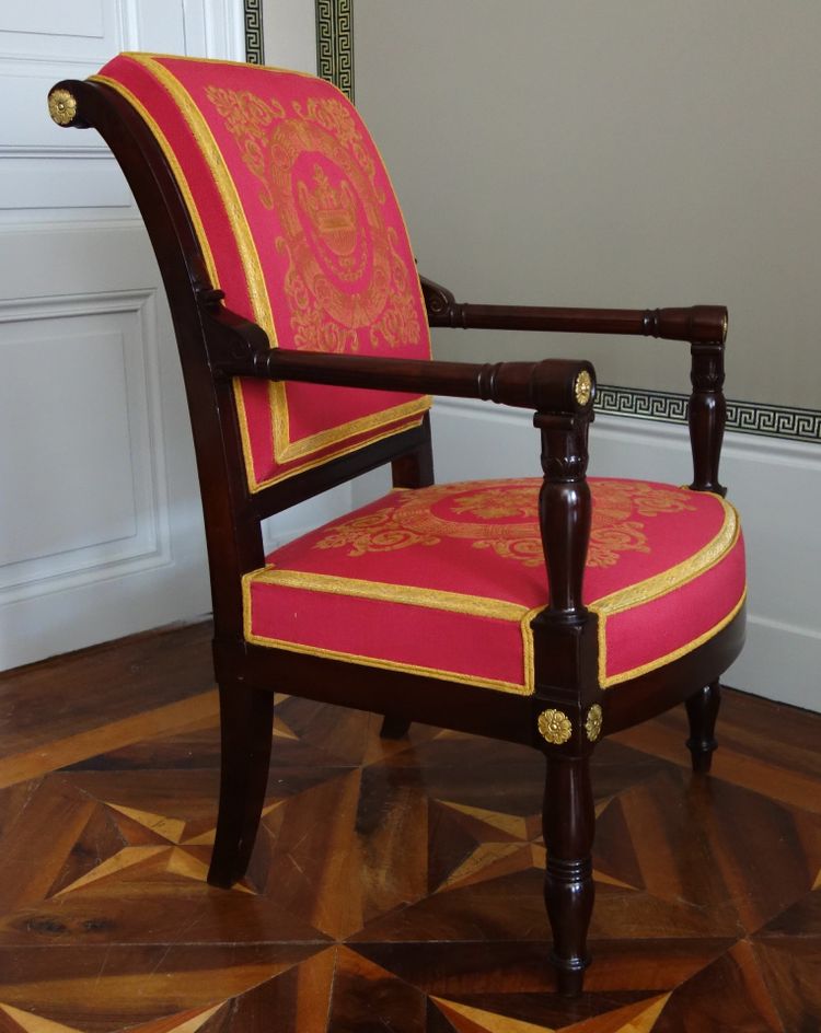 Jacob Desmalter - fauteuil de bureau d'époque Empire en acajou et bronze doré