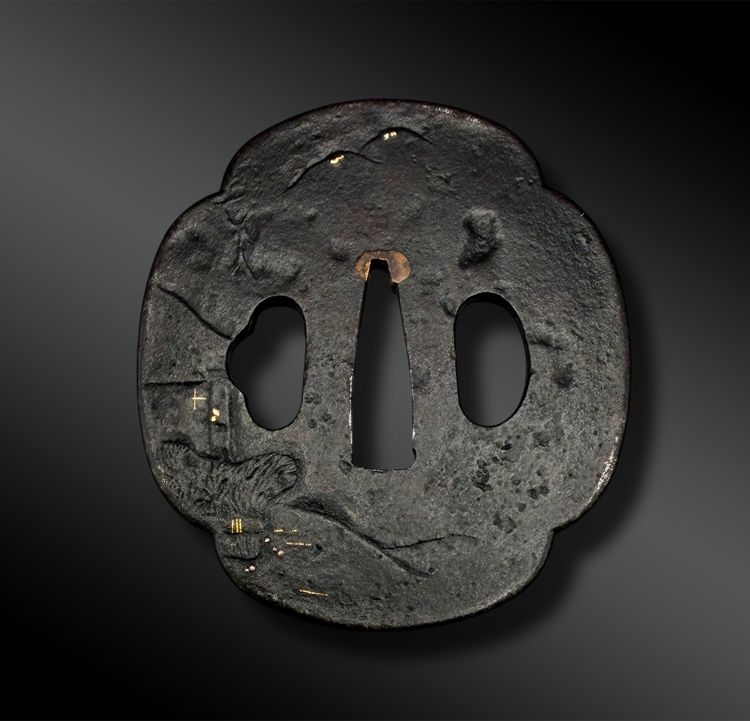 TSUBA mokko gata signé - Japon - Période Edo (1603-1868)